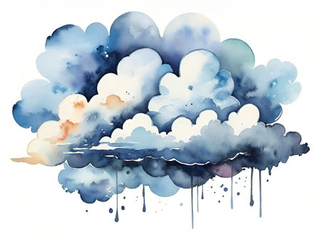 watercolor clouds on white backgroundの素材