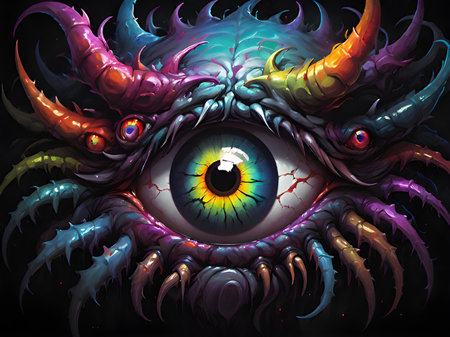 eye of the monster with a skull.の素材