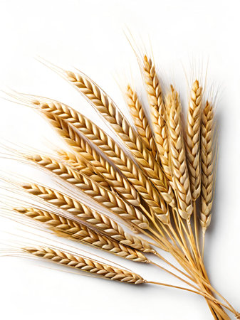 ears of wheat and barley on a white background.の素材