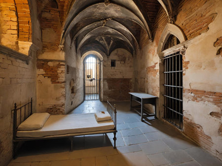 interior of an ancient church in the cityの素材