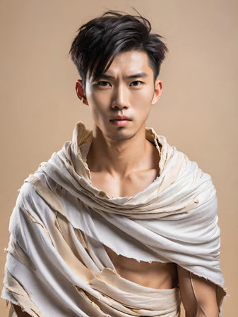 young asian handsome man in costumeの素材