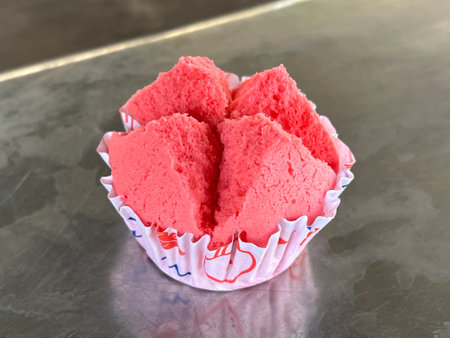 Cute tasty fresh traditional Chinese steamed sponge cake for lunar new year festival celebration foodの写真素材