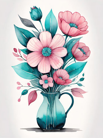 beautiful floral watercolor illustrationの素材