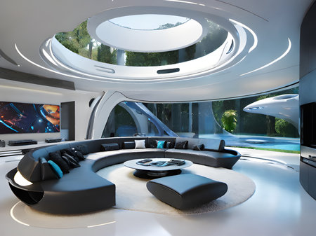 futuristic interior of a modern houseの素材