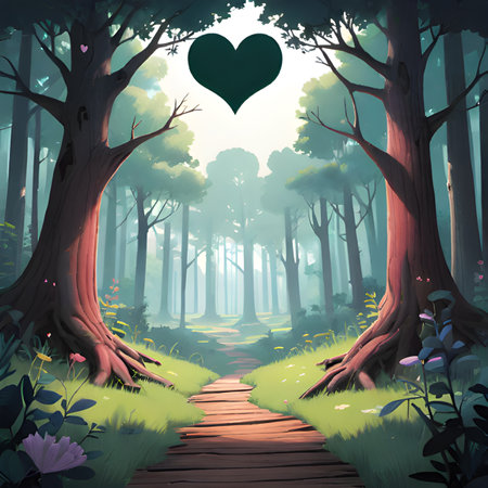 forest landscape background. art illustration.の素材