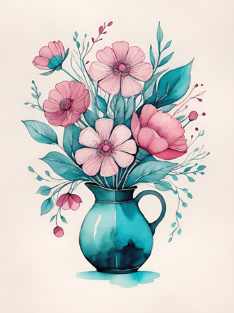 beautiful floral watercolor illustrationの素材