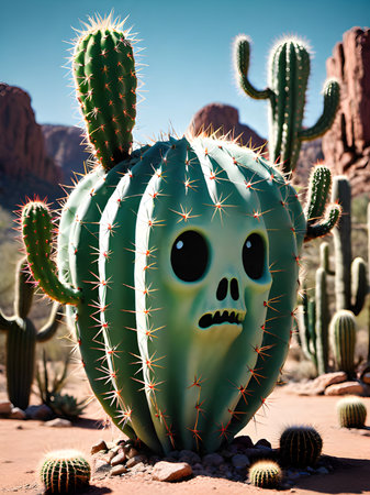 cute cartoon character in desertの素材