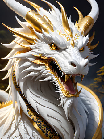 dragon with moon background, chinese dragon.の素材