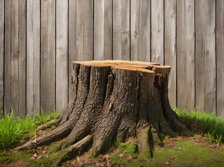 a closeup shot of an old tree stump in a parkの素材