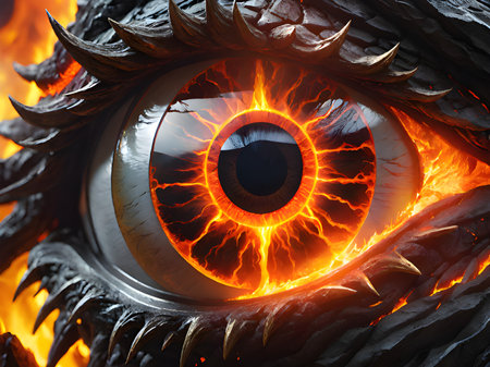 closeup view of a dragon eyeの素材