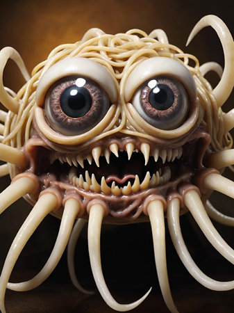 spaghetti monster in a black backgroundの素材