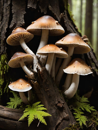 mushroom growing on the treeの素材