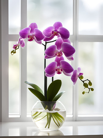 beautiful orchid flower growing in potの素材