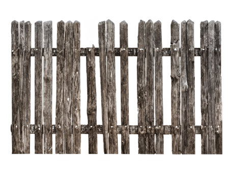 old wooden fence isolated on white.の素材