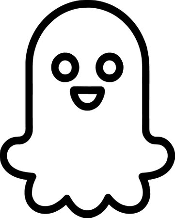happy ghost icon, outline styleの写真素材