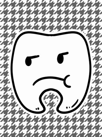 sad tooth icon cartoon illustrationの写真素材