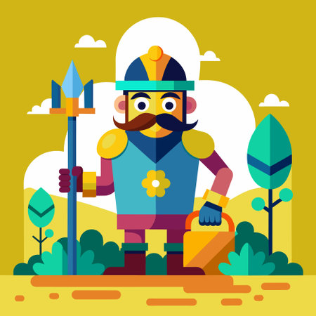 illustration of cartoon medieval knightの写真素材