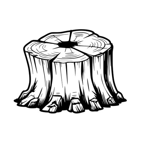 stump icon in cartoon style isolated on white background illustration.の写真素材