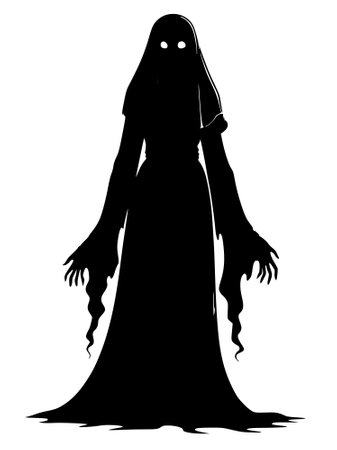 ghost silhouette on white backgroundの写真素材