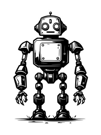 cartoon robot on white background. illustrationの写真素材