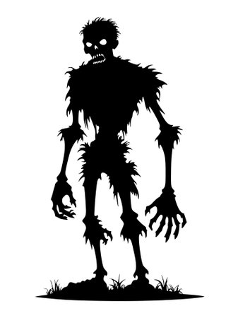 zombie monster silhouette. illustration isolated on white backgroundの写真素材