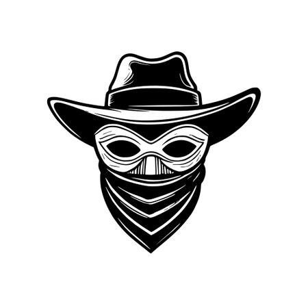 design of cowboy and mask symbol. collection of cowboy and west stock symbol for web.の写真素材