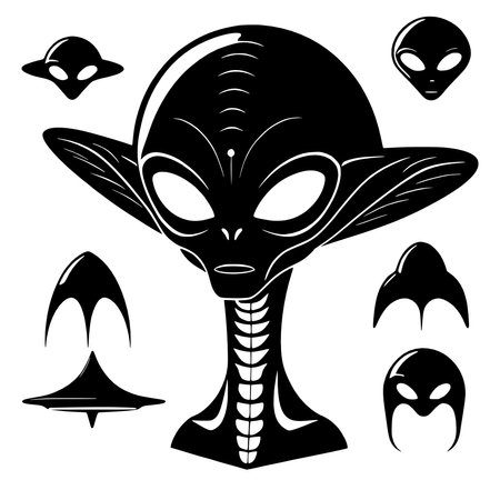 alien head in black and whiteの写真素材