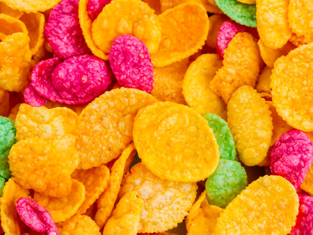 colorful cereal cookies with milk.