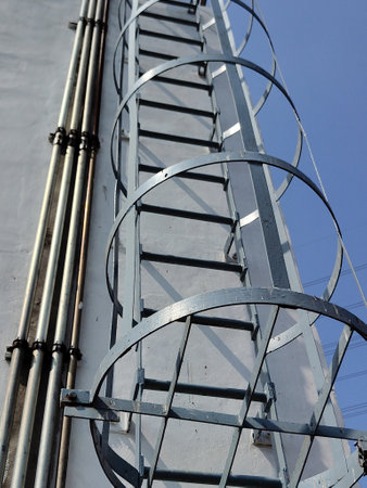 close up staircase on the cement wallの写真素材