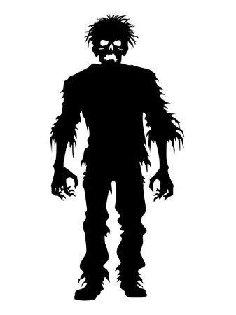 silhouette man with zombieの写真素材