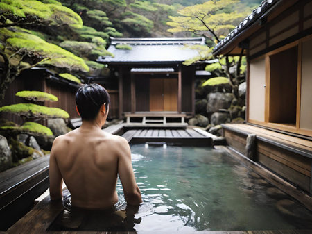 man in the pool in the parkの素材