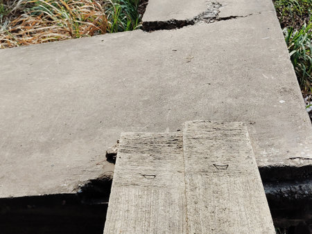 cement way near canalの写真素材