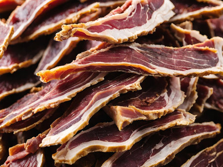 spanish dry cured jamon with dry cured meat and spices, spanish snackの素材