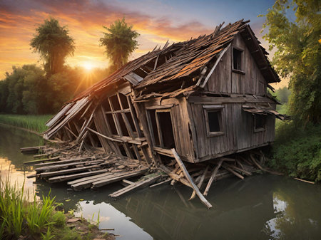 abandoned house in the forest.の素材