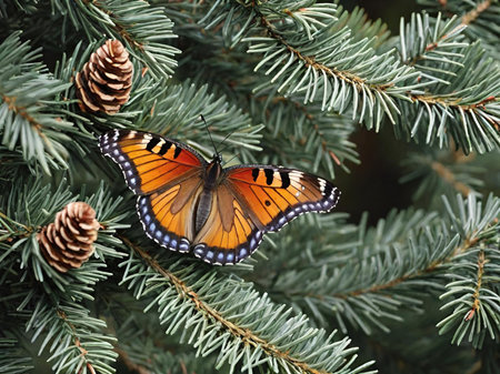 butterfly on a tree in the forestの素材
