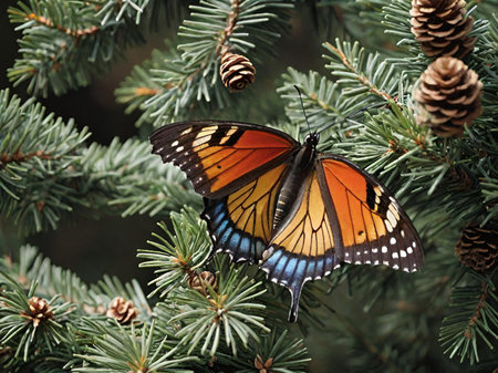 butterfly on a tree in the forestの素材