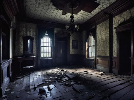 old abandoned house in the cityの素材