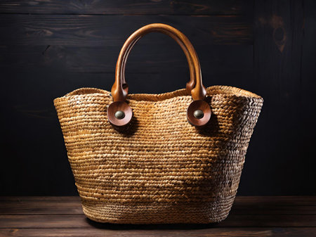 wicker basket with straw bagの素材