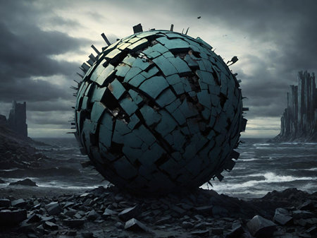 big globe in space. 3d illustrationの素材