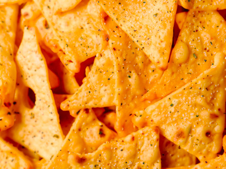 close up of nachos with cheeseの素材