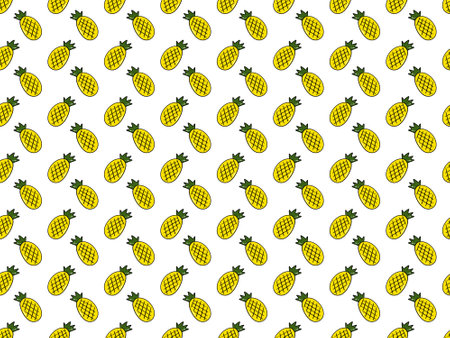 seamless pattern of pineapple fruit cartoonの写真素材