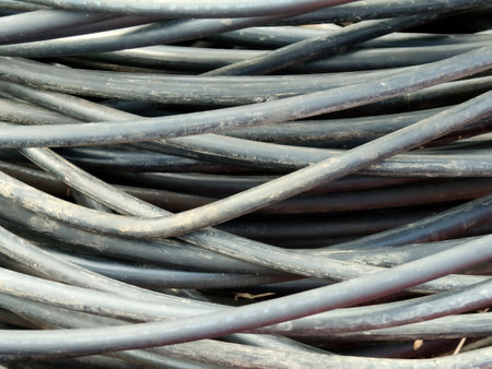 a close up image of black metal wireの写真素材