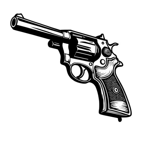 revolver with gun illustrationの写真素材