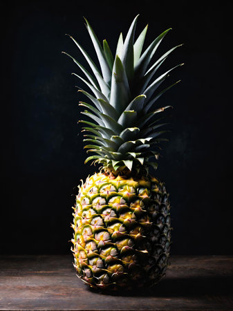 fresh pineapple on a dark backgroundの素材
