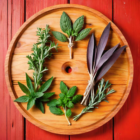 various fresh herbs and spicesの素材