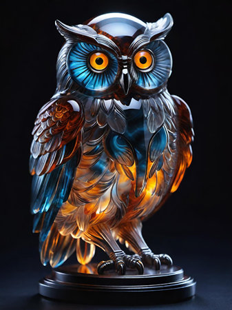 beautiful owl on a background of a glassの素材