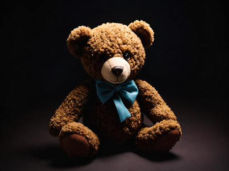 teddy bear on black backgroundの素材