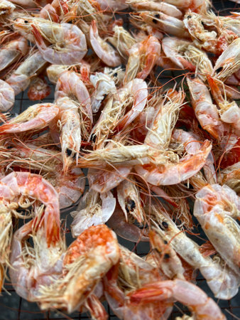 dry shrimp on the marketの写真素材