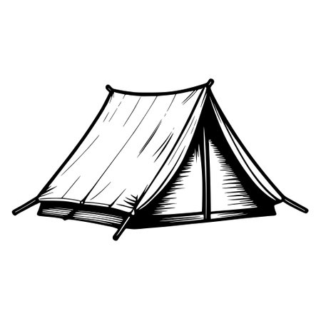 camping tent icon, outline styleの写真素材