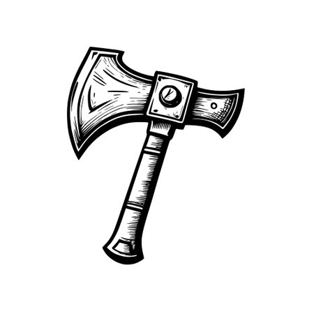 old axe cartoon on a white backgroundの写真素材